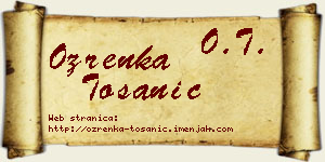 Ozrenka Tošanić vizit kartica